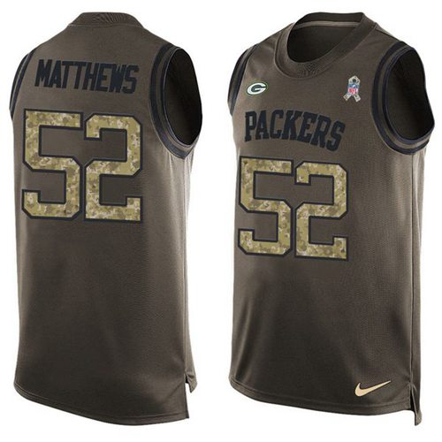 Nike Packers #52 Clay Matthews Green Men's Stitched NFL Limited Salute To Service Tank Top Jersey - Click Image to Close